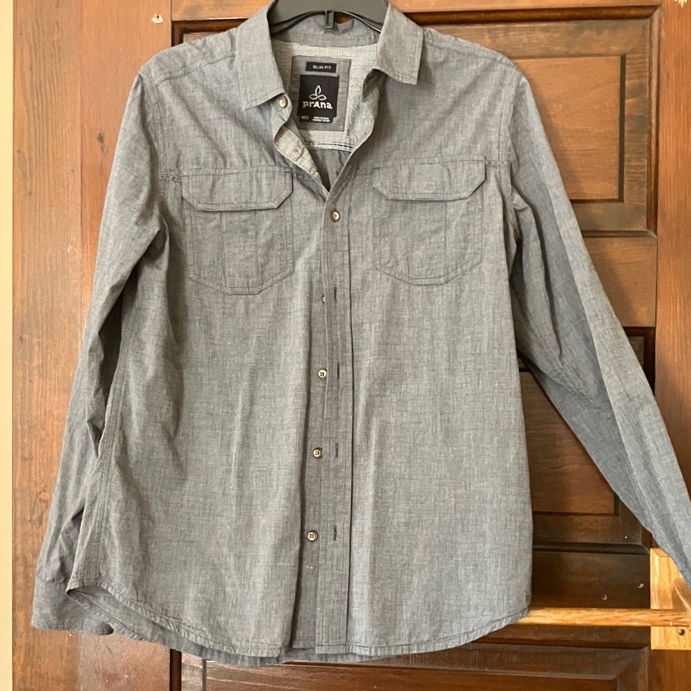 Prana Blue/Gray Long Sleeve Shirt
